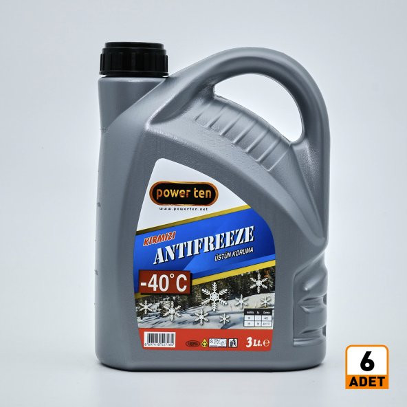 Powerten Kırmızı Antifriz -40 3 Litre 6 adet