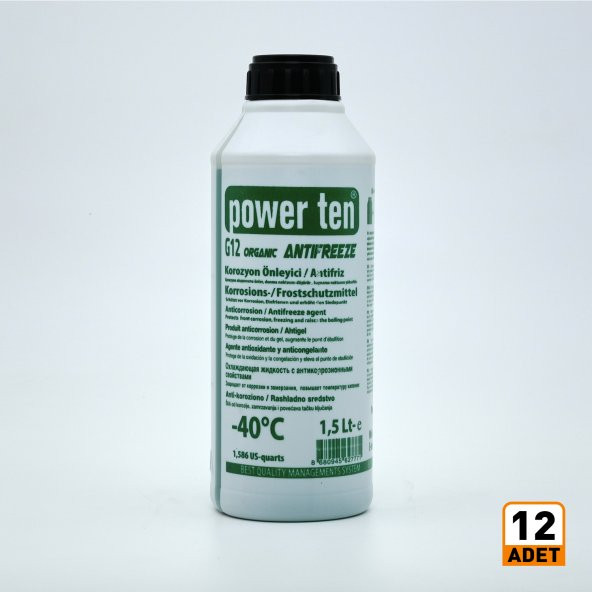 POWERTEN yeşil antifriz organik -40 derece  1,5 litre  12 adet  2022