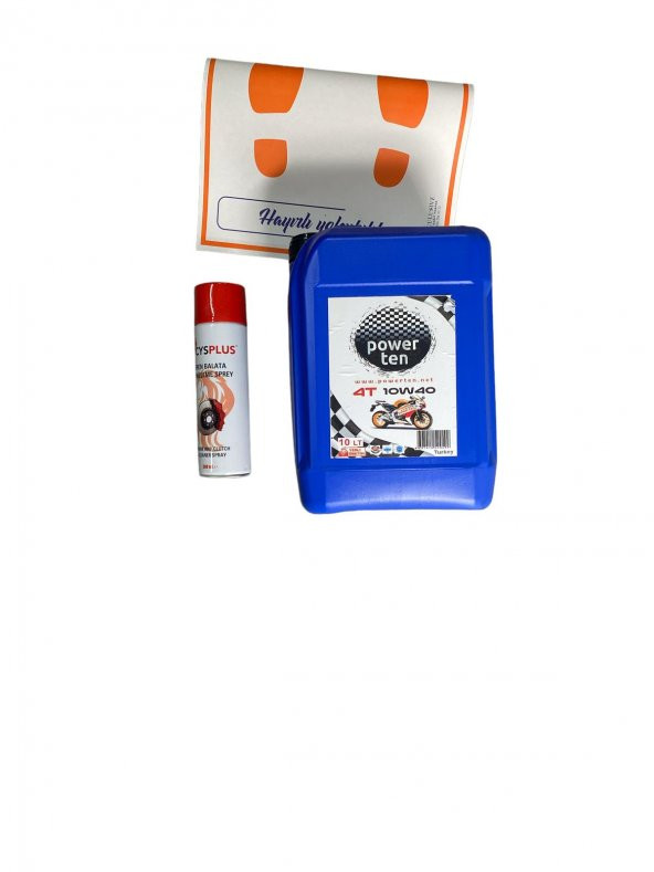 powerten 4T 10w40 motosiklet yağı 10 lt + balata sprey - 1
