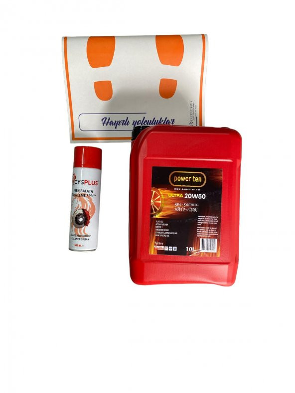 powerten 20w50 motor yağ 10 lt + balata sprey