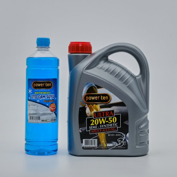POWERTEN 20W50 MOTOR YAĞI 3 LİTRE + OTO CAM SUYU 2022
