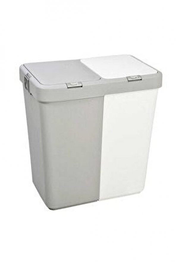 Motek 2li Dokunmatik Kirli Çamaşır Sepeti Gri Beyaz