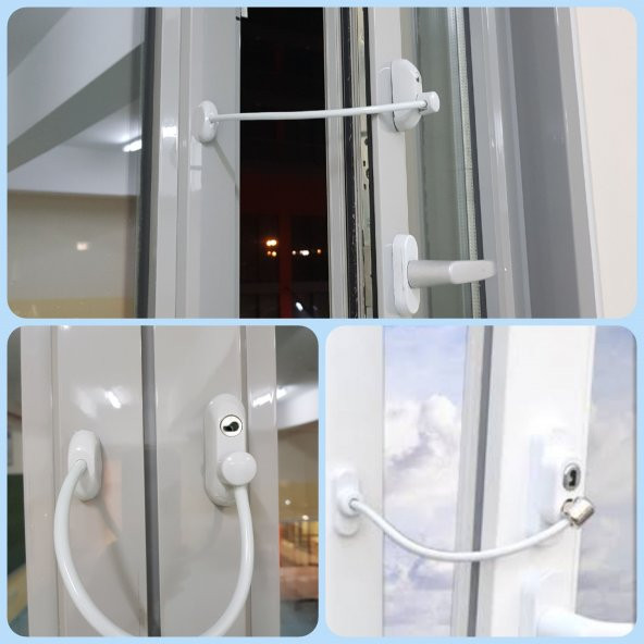 2 Adet Winlock Çelik Halatlı Pencere Güvenlik Kilidi