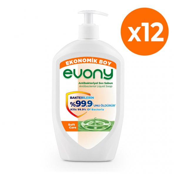 Evony Antibakteriyel Sıvı Sabun Soft Care 700ml 12 Adet (1 koli)