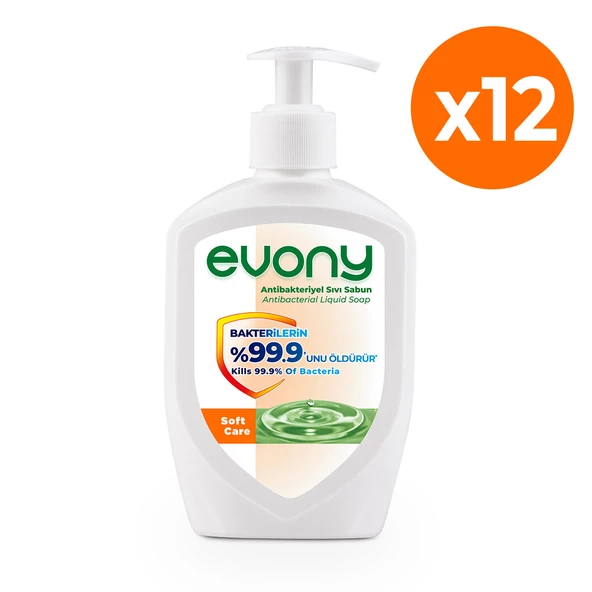 Evony Antibakteriyel Sıvı Sabun Soft Care 300ml 12 Adet (1 koli)