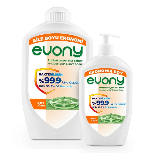 Evony Antibakteriyel Sıvı Sabun Soft Care 1500ml + 700ml