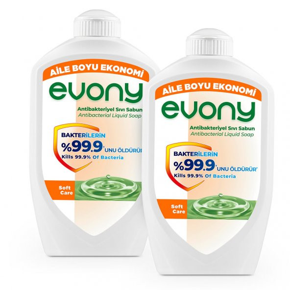 Evony Antibakteriyel Sıvı Sabun Soft Care 1500ml 2 Adet
