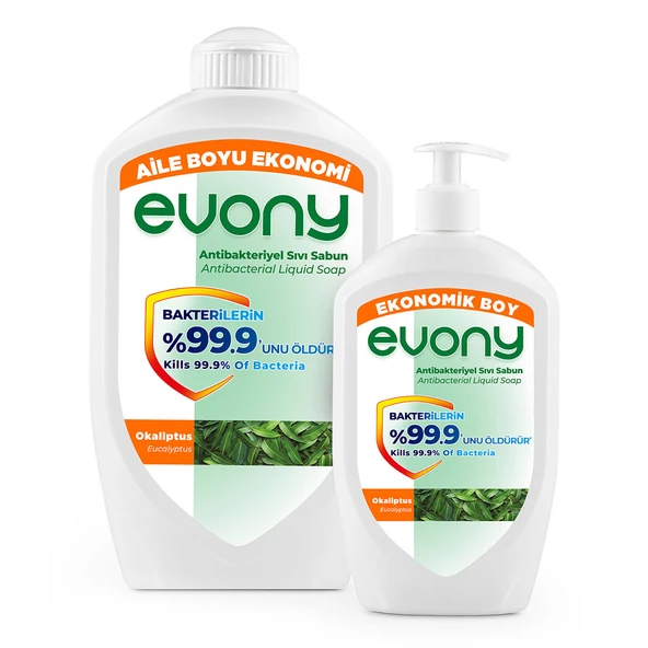 Evony Antibakteriyel Sıvı Sabun Okaliptus 1500ml + 700ml