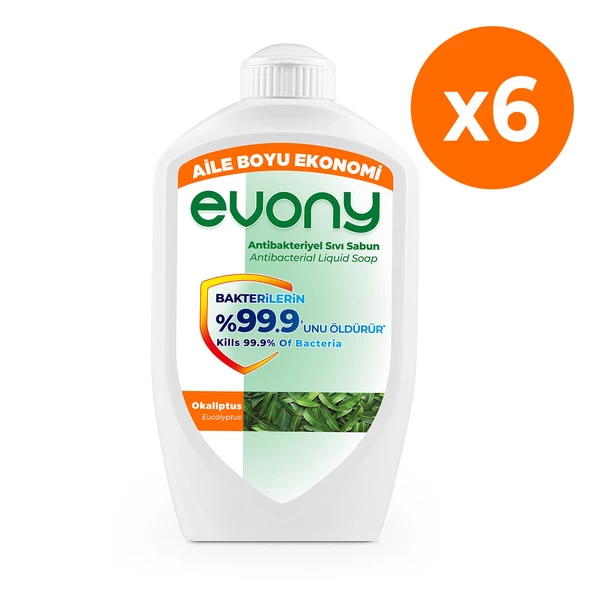 Evony Antibakteriyel Sıvı Sabun Okaliptus 1500ml 6 Adet (1 koli)