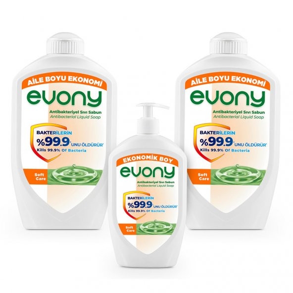 Evony Antibakteriyel Sıvı Sabun Soft Care 1500ml x 2 Adet + 700ml