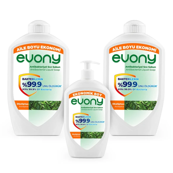 Evony Antibakteriyel Sıvı Sabun Okaliptus 1500ml x 2 Adet + 700ml