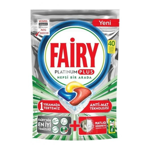 Fairy Platinum Plus Bulaşık Makinesi Deterjanı Tableti / Kapsülü 40 Yıkama