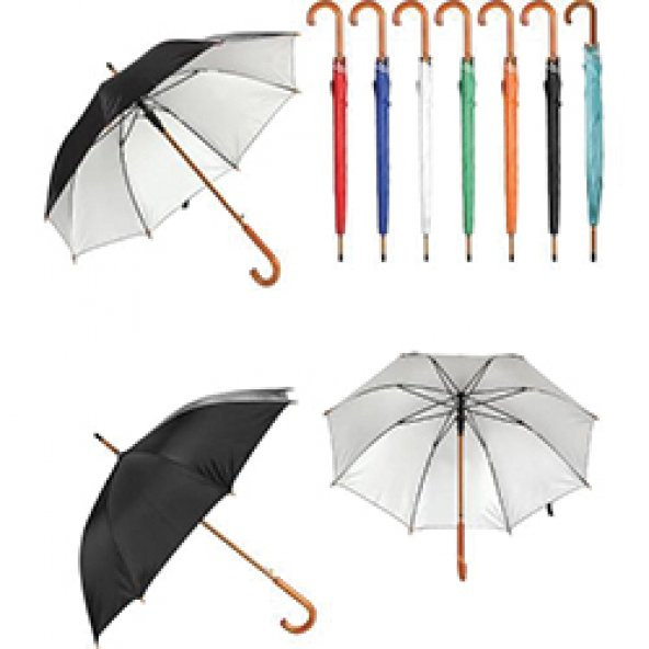 Ahşap Saplı Fiber Glass Kırılmaz Şemsiye - 2