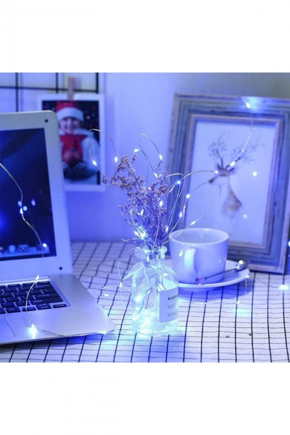 Pilli Dekoratif Peri Led Işık 10 Metre Beyaz Parti Aydınlatma - 2