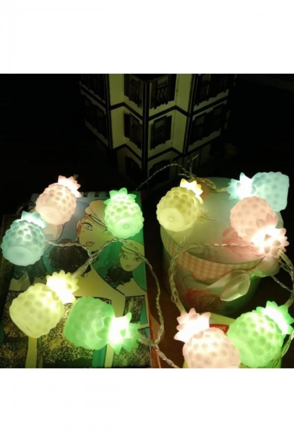 Karışık Renk Dekoratif Ananas Dolama 10lu Şerit Led Işık Zinciri ürün görseli 1