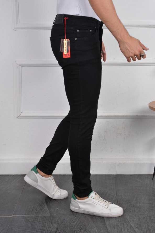 Erkek Jeans Skinny Fit Likralı Siyah Dar Paça Kot Pantolon - 2