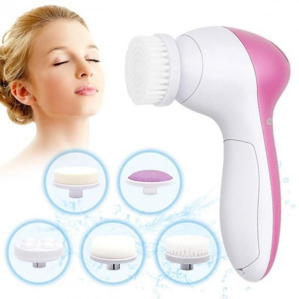 Pilli Yüz Cilt Temizleme Cihazı Siyah Nokta Peeling Fırça Seti Vücut Yüz Bakımı Masaj Aleti 5 in 1 - 2