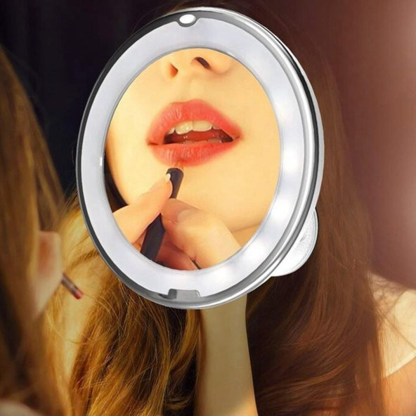10 Kat Görüntü Büyüten Led ışıklı Pratik Makyaj ve Tıraş Büyüteç Aynası
