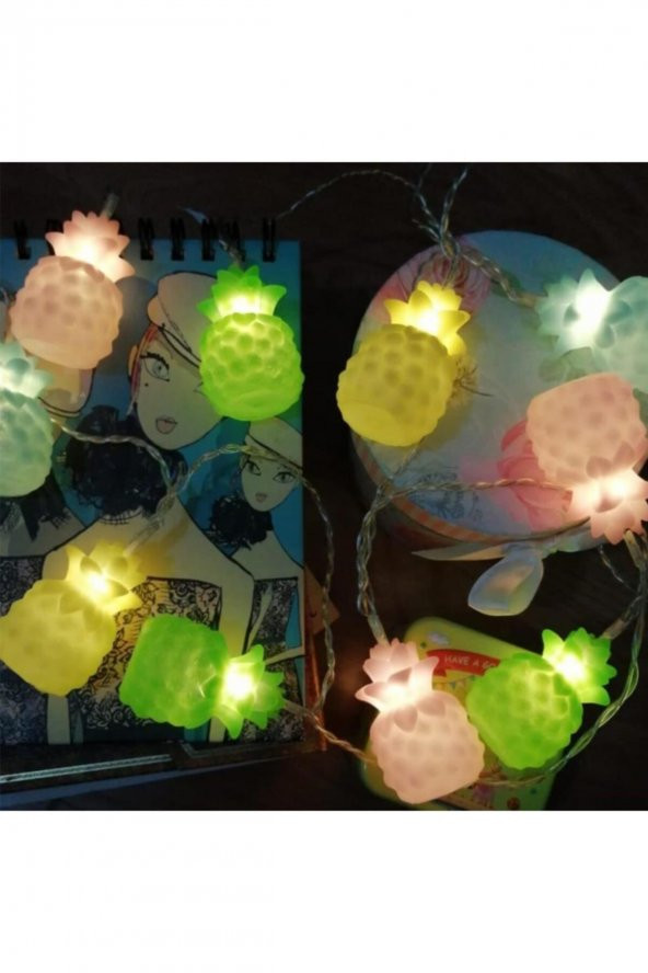 Karışık Renk Dekoratif Ananas Dolama 10lu Şerit Led Işık Zinciri