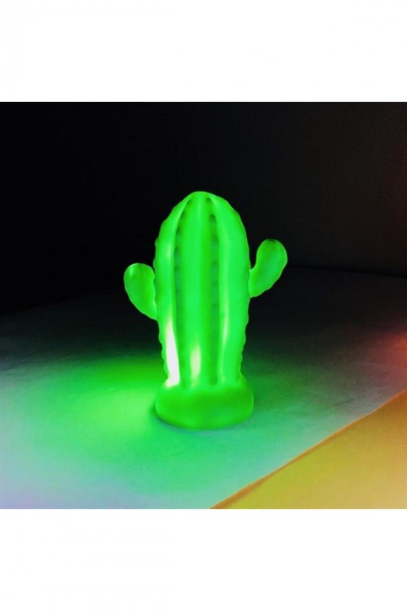 Pilli Silikon Led Işıklı Sevimli Kaktüs Gece Lambası Aydınlatması