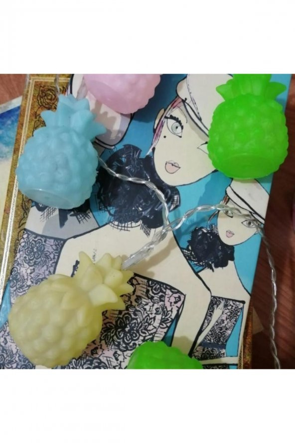 Karışık Renk Dekoratif Ananas Dolama 10lu Şerit Led Işık Zinciri