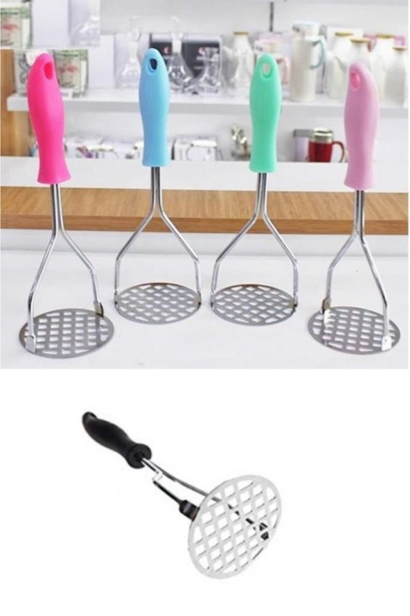 Renkli Plastik Saplı Paslanmaz Metal Patates Ezici Püre Yapıcı - 2