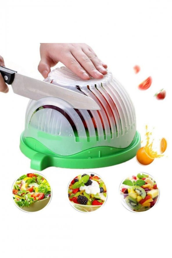 Pratik Salata Yapma Kasesi Kolay Salata Yapma Aparatı Tabağı - 2