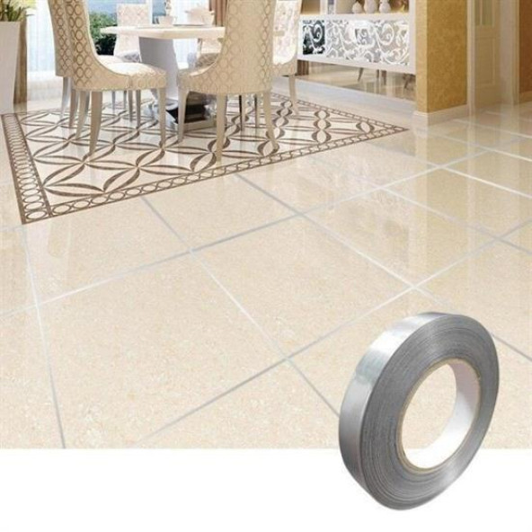 50 Metre Fayans Arası Şerit Dekoratif Yapışkan Renkli Dekor Su Geçirmez Sızdırmaz Gümüş Bant Kaplama