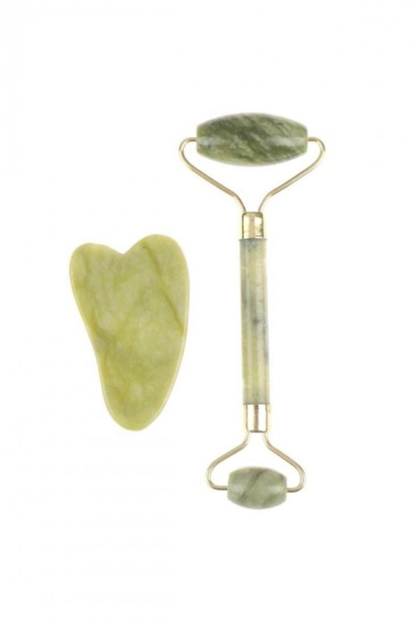 Çift Taraflı 2li Cilt Yüz Masaj Aleti Jade Roller Yeşim Taşı Seti - 2