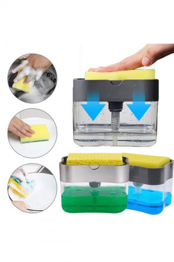 Buffer Ikisi Bir Arada Basmalı Pratik Sıvı Sabunluk Pompası Ve Bulaşık Yıkama Süngeri Haznesi - 2
