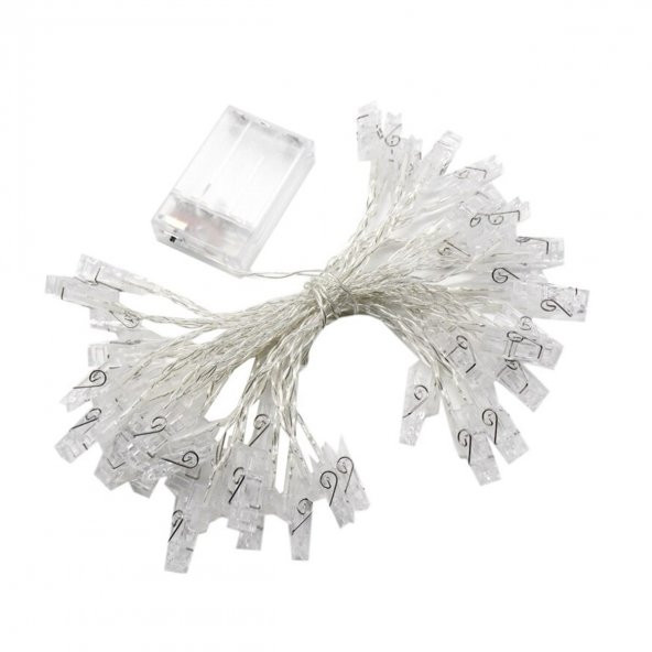 3 Metre 20li Led Işıklı Dekoratif Fotoğraf Askılığı Mandalları - 2