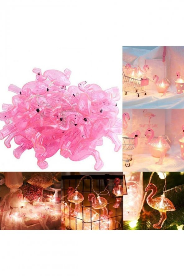 10lu Pilli Led Flamingo Dekoratif Işık Zinciri Aydınlatma 1,5 Mt - 2