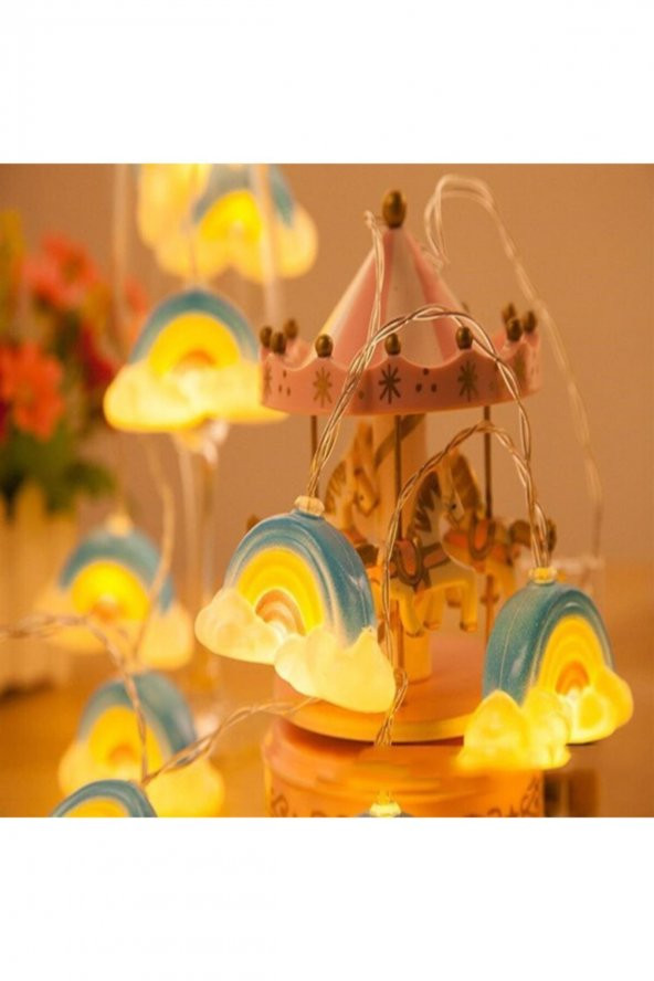 Dekoratif Şirin Gökkuşağı Pilli Ip Şerit Led Işık Gece Lambası - 2