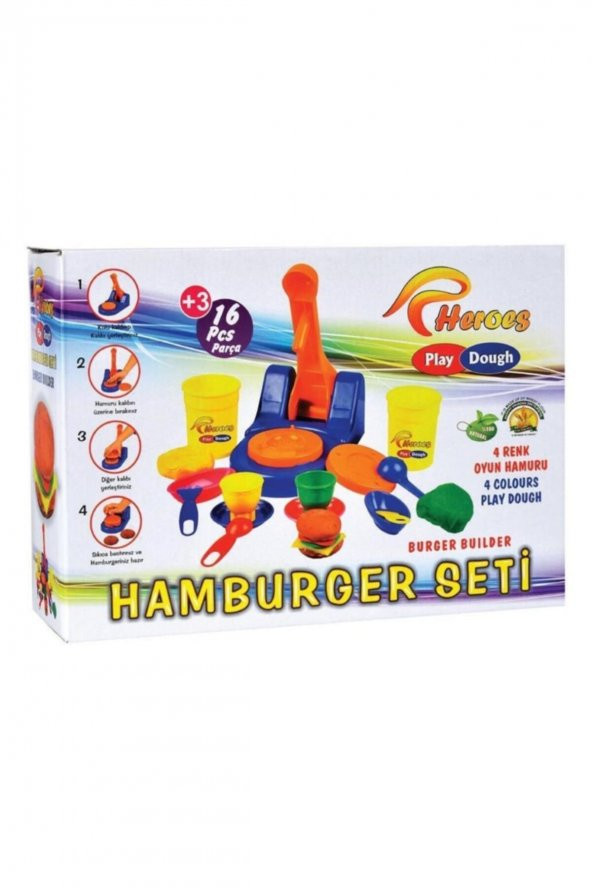 Eğitici Eğlenceli Hamburger Ustası 16 Parça Oyun Hamuru Seti