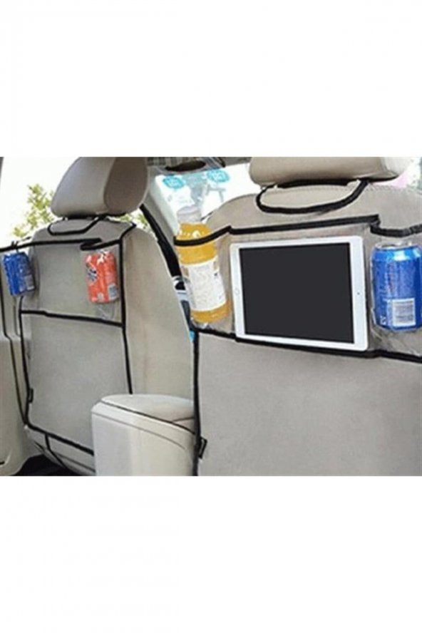 Oto Koltuk Arkası Cepli Şeffaf Telefon Tablet Ve İçecek Organizeri - 2