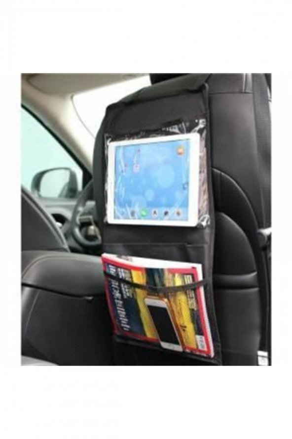 Oto Koltuk Arkası Cepli Şeffaf Telefon Tablet Ve Içecek Organizeri - 2