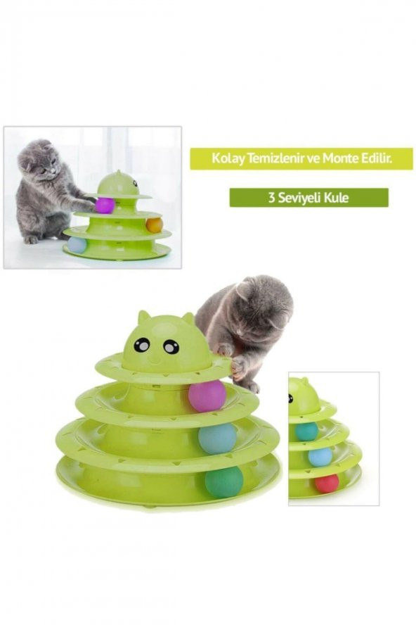 Tower Of Tracks Eğlenceli Üç Katlı Kedi Oyuncağı Seti Kedi Oyunu - 2