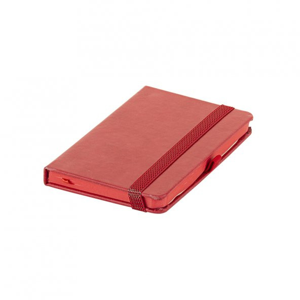 Kenarları Boyalı Konsept Termoderi Kırmızı Kapaklı Not Defteri ( 9 x 14 cm )