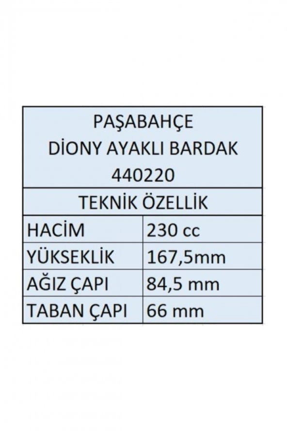 Paşabahçe 440220 ayaklı kadeh - ayaklı bardak 12 li özel seri diony - Resim 2