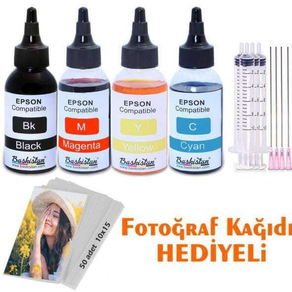 Epson L3050 Uyumlu Mürekkep Seti (4x100 ml) - 1