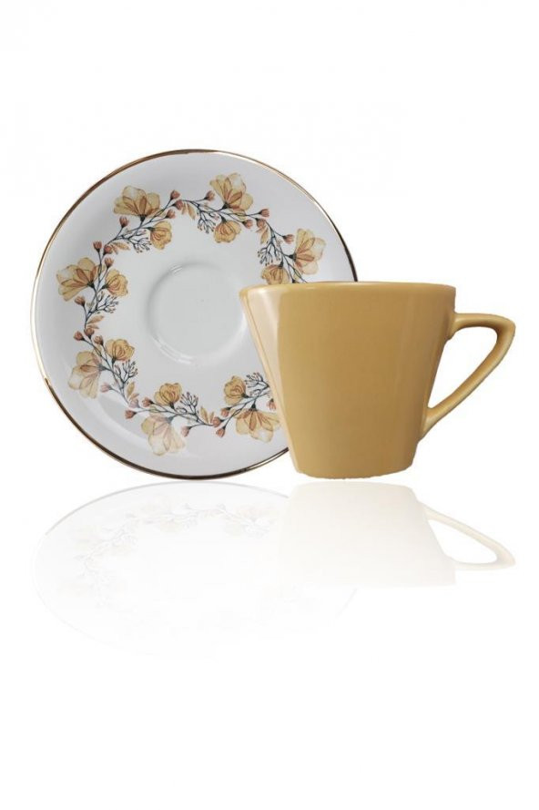 Glore İstanbul Lizy Hardal 12 Parça 6 Kişilik Kahve Fincan Takımı - 4