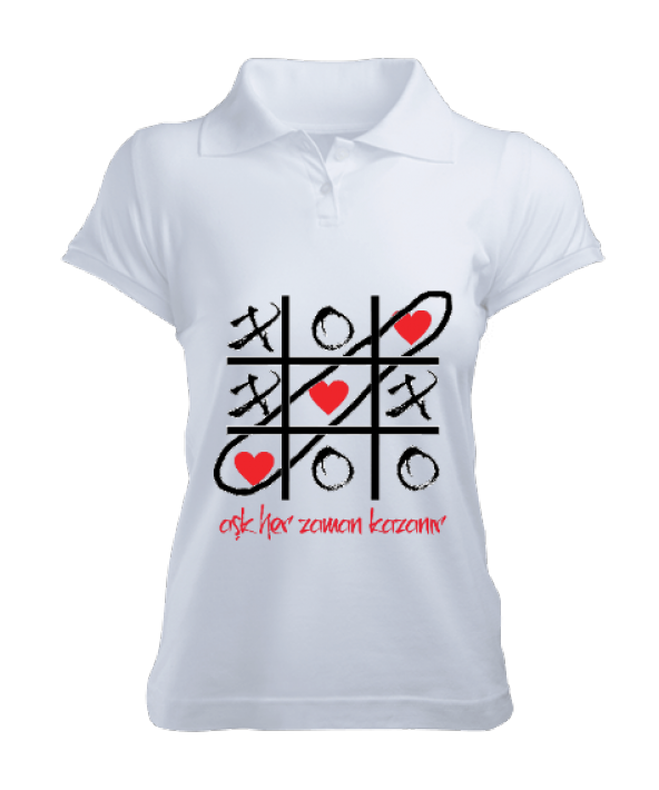 aşk polo yaka t-shirt Kadın Polo Yaka Tişört