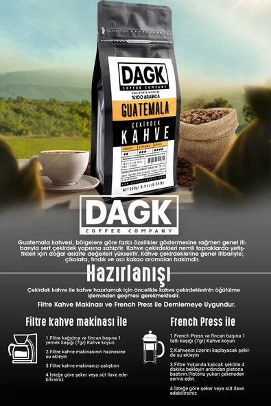 Dagk   Guatemala Çekirdek Kahve 250gr - 6