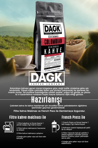 Dagk   Colombian Çekirdek Kahve 250gr - 6