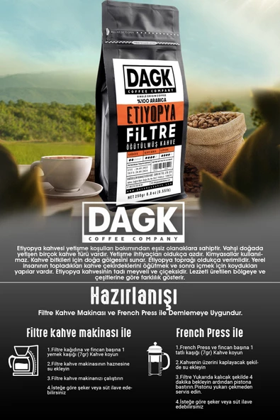 Dagk   Filtre Kahve Etiyopya 250gr Öğütülmüş - 6