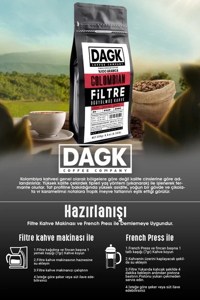 Dagk   Filtre Kahve Colombian 250gr Öğütülmüş - 6