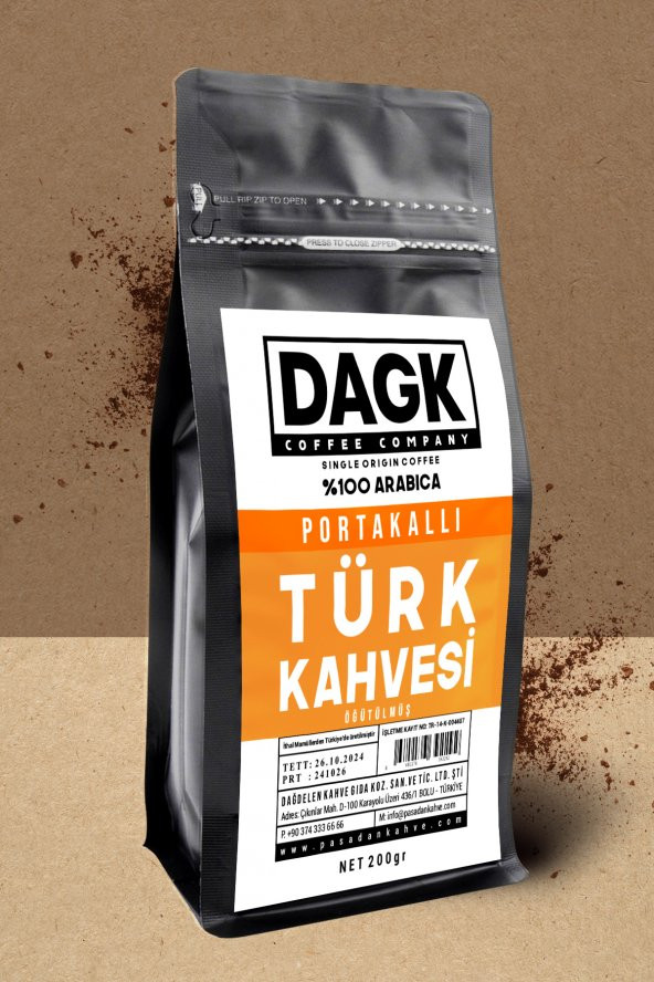 Dagk   Portakallı Türk Kahvesi 200g Öğütülmüş (Aromalı)