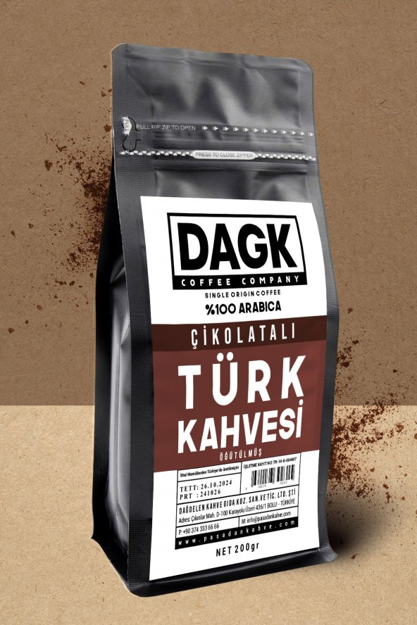 Dagk   Çikolatalı Türk Kahvesi 200g Öğütülmüş