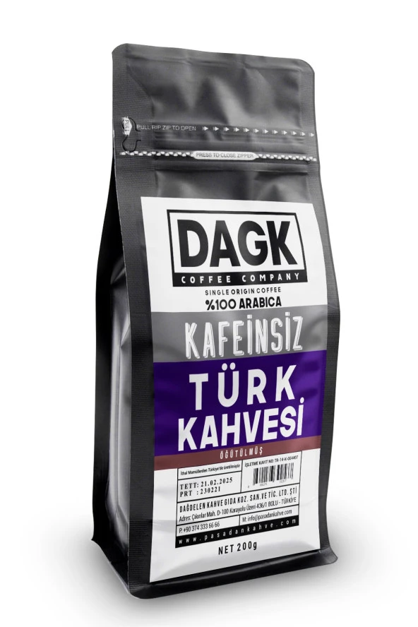 Dagk   Kafeinsiz Türk Kahvesi 200gr