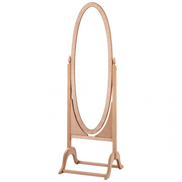 Midi Oval Boy Ayna Çerçevesi Ayaklı Tamamı Ahşap Ham & Cilasız